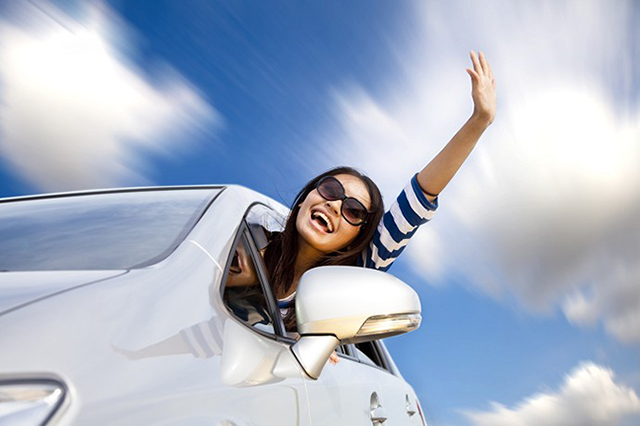 woman in car