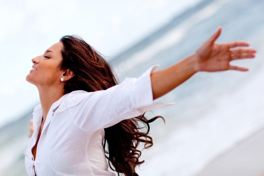 woman thanking god