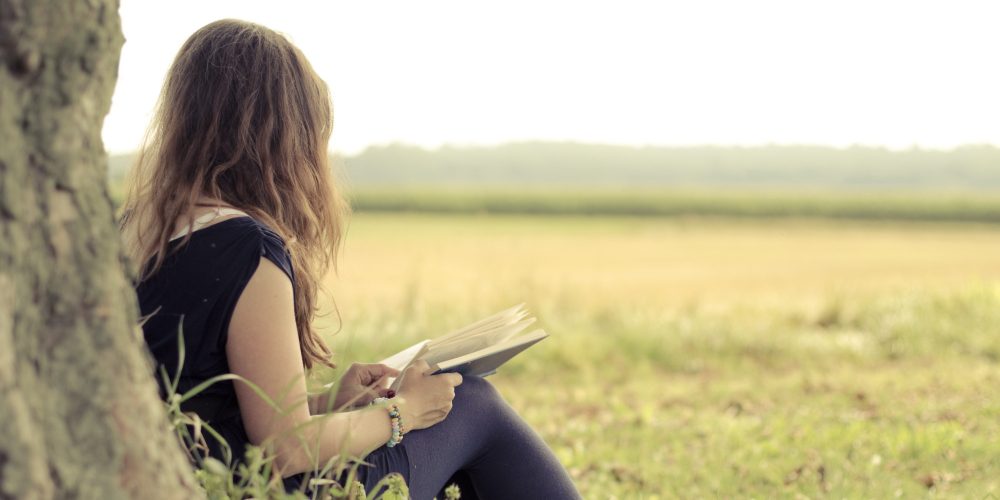 woman reading a book