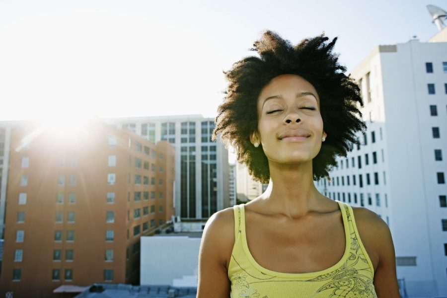 woman with eyes closed