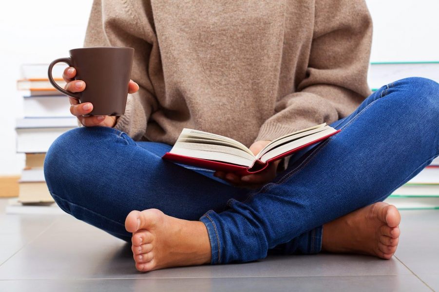 woman reading a book