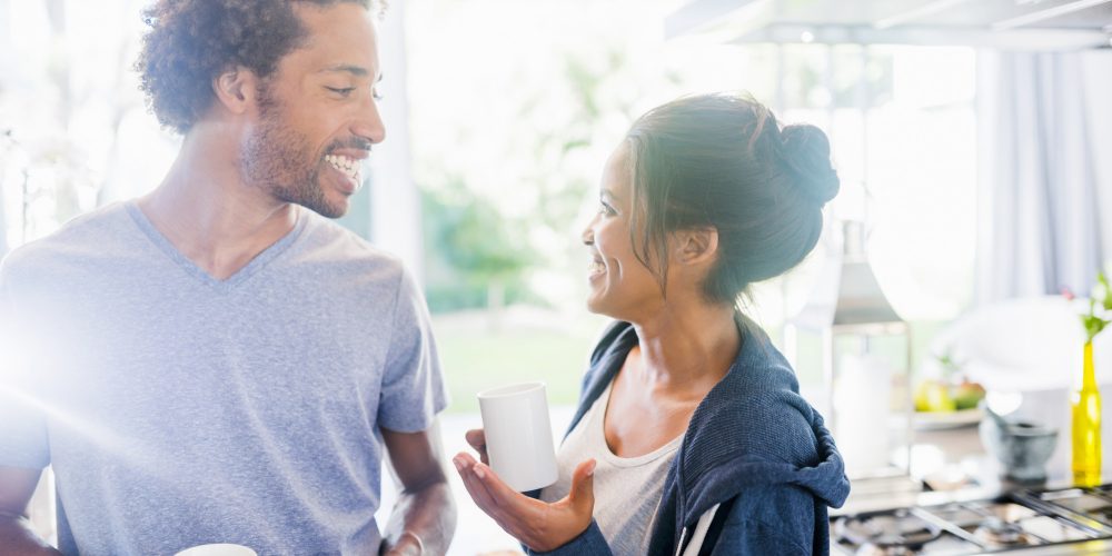 Couple smiling at each other